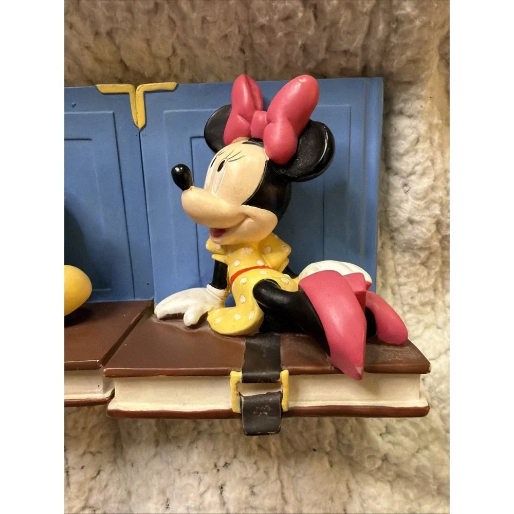 Vintage Mickey & Minnie Mouse Bookends Walt Disney Book Ends Straps Blue